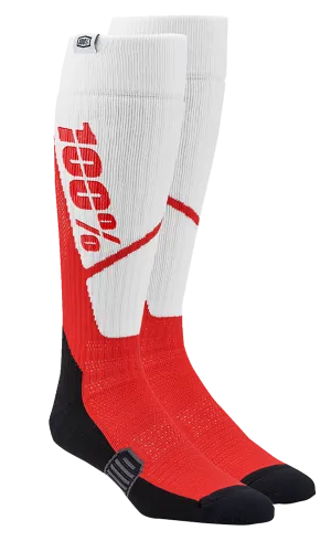 100% Torque Comfort Moto Socks - White/Red - Small/Medium 20053-00009