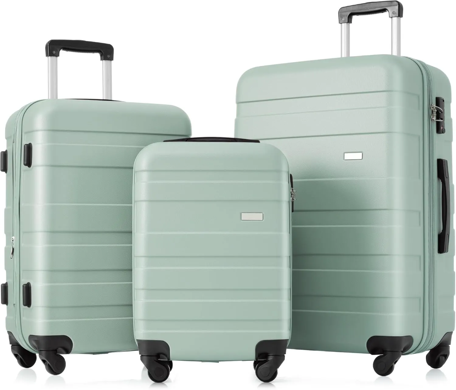 3-Piece ABS Hardshell Luggage Set, 20/24/28 inch Hard Sided Luggage with Spinner Wheels,TSA Lock Expandable Suitcases for Travel Woman Men (Creamy Green)