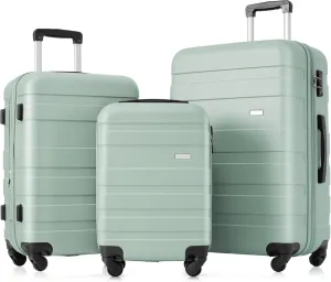 3-Piece ABS Hardshell Luggage Set, 20/24/28 inch Hard Sided Luggage with Spinner Wheels,TSA Lock Expandable Suitcases for Travel Woman Men (Creamy Green)