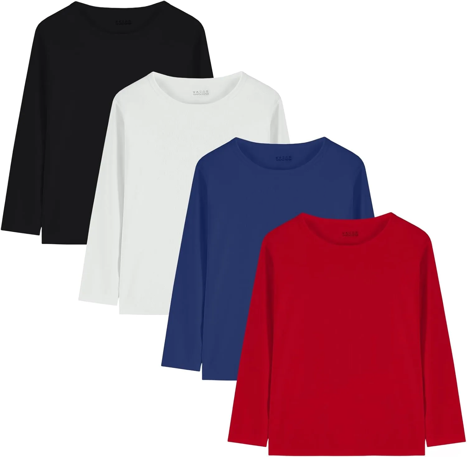 4 Pack Boys Youth Kids Mesh Athletic Quick Dry T Shirts Long Sleeve Moisture Wicking Tee Shirts Active Tops (Age 4-18)