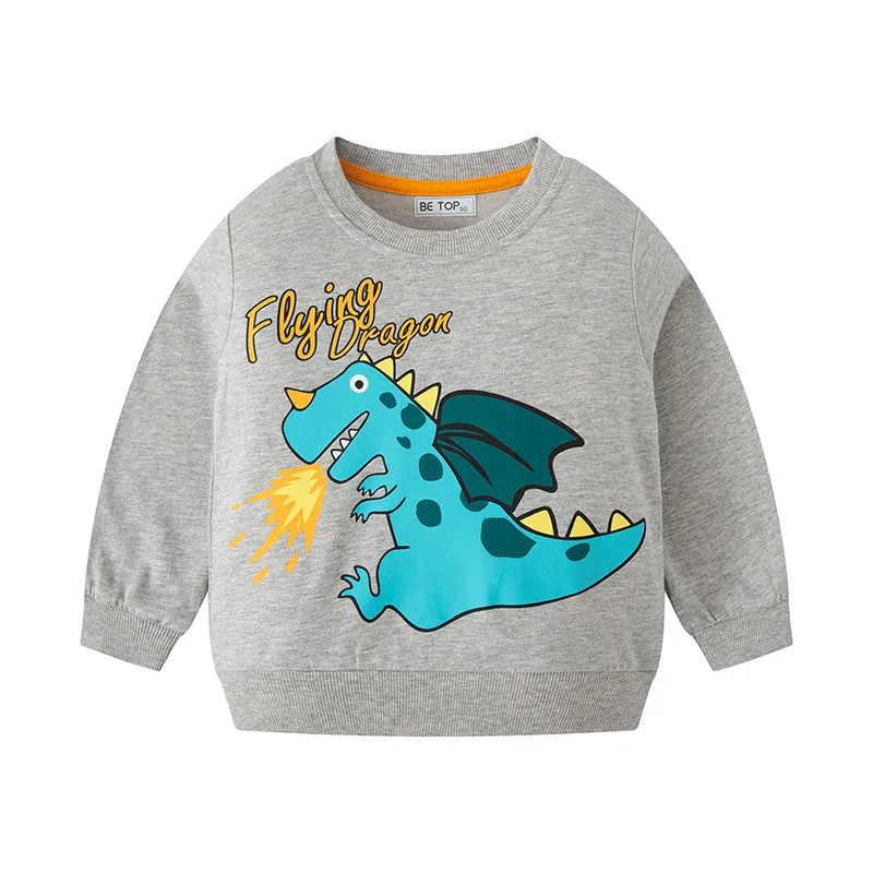 4-Pack Cartoon Pattern Cotton Long Sleeve Toddler Boys Sweatshirt