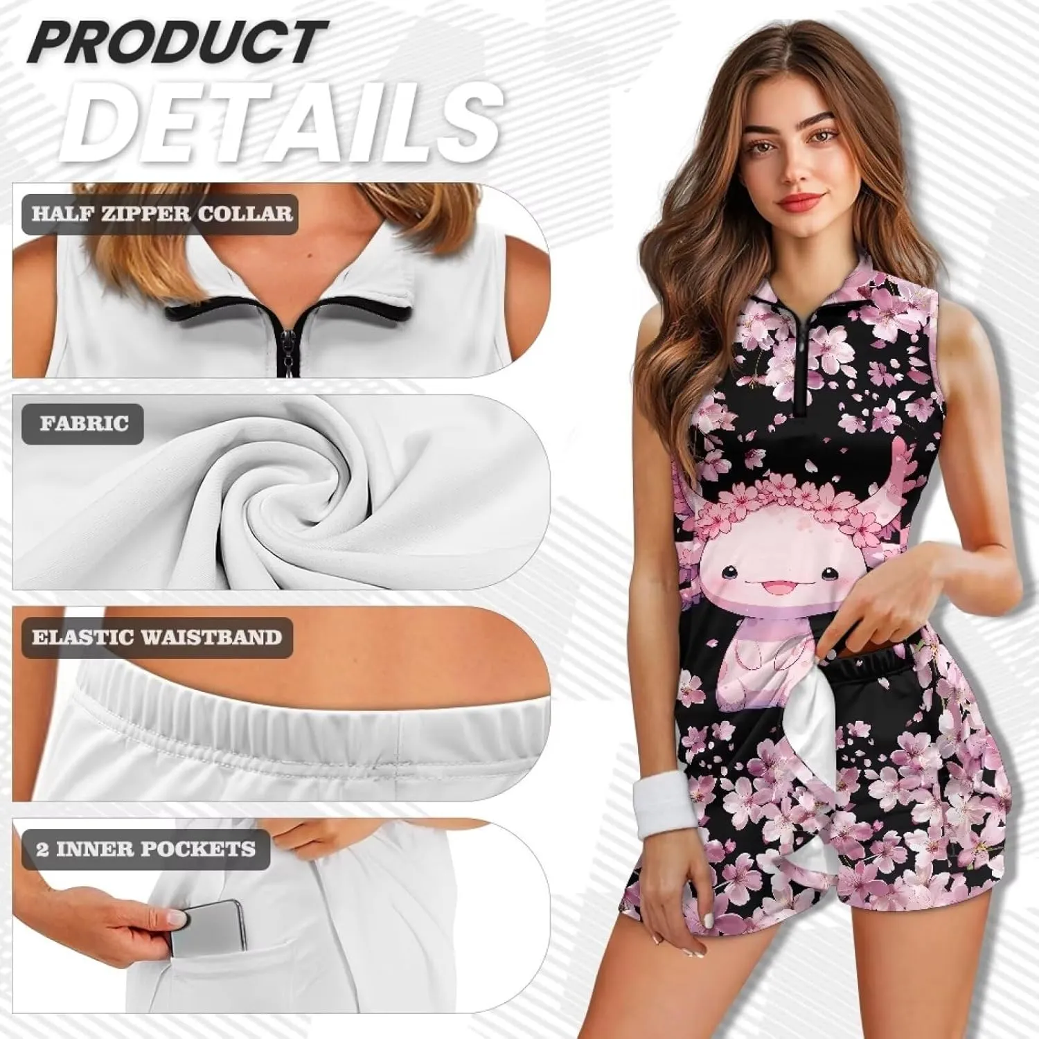 AFPANQZ Women's Casual Polo Shirt with Pants Loose Fit Sleeveless Zipper Tees for Summer Sport Tee Shirts Athletic Suits