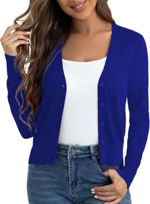 Ahlaray Women's Cropped Cardigans Sweaters Button Down Open Front Bolero Shrugs for Dresses, S-XL