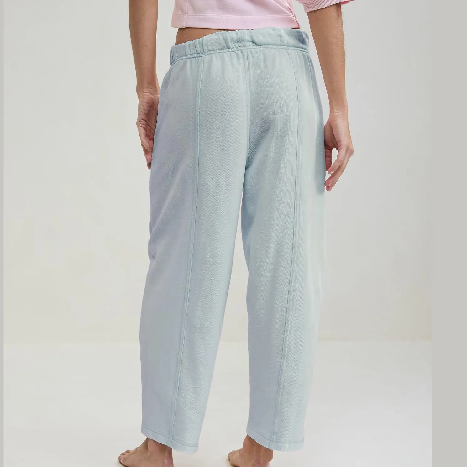 Ainangua Womens Baggy Barrel Wide Leg Sweatpants Casual Mid Rise Elastic Waisted Palazzo Harem Pants with Pockets
