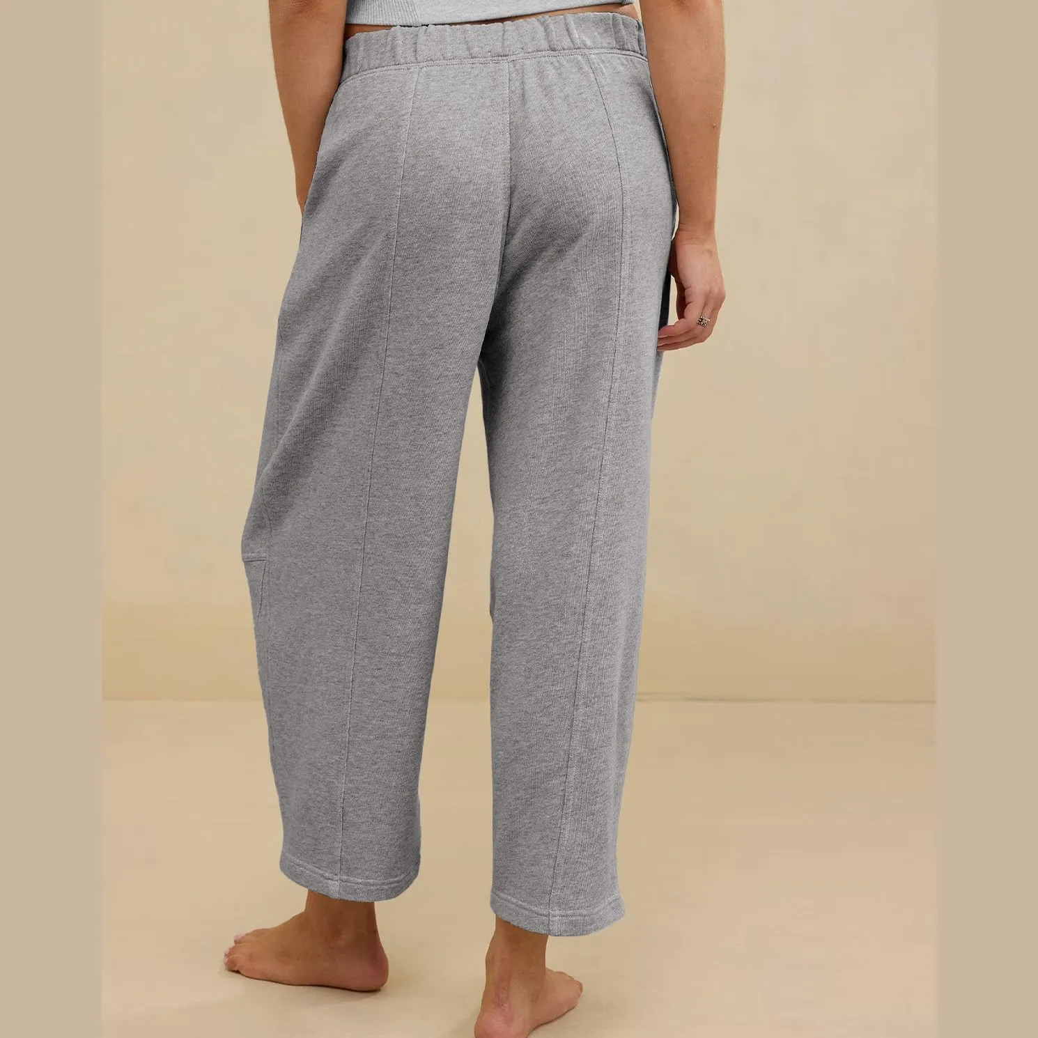 Ainangua Womens Baggy Barrel Wide Leg Sweatpants Casual Mid Rise Elastic Waisted Palazzo Harem Pants with Pockets