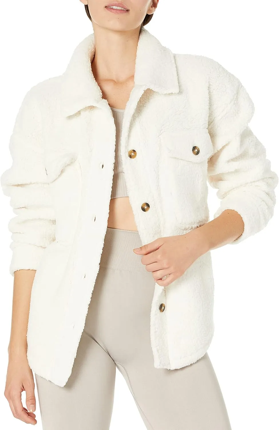 Andrew Marc Women's Teddy Fleece Trucket Cozy Jacket
