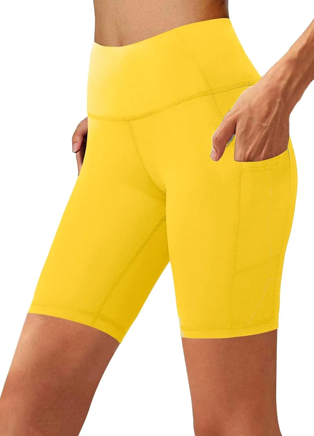 Aoliks Biker Shorts Women with Pockets - 8" High Waisted Tummy Control Running Workout Spandex Gym Volleyball Yoga Shorts