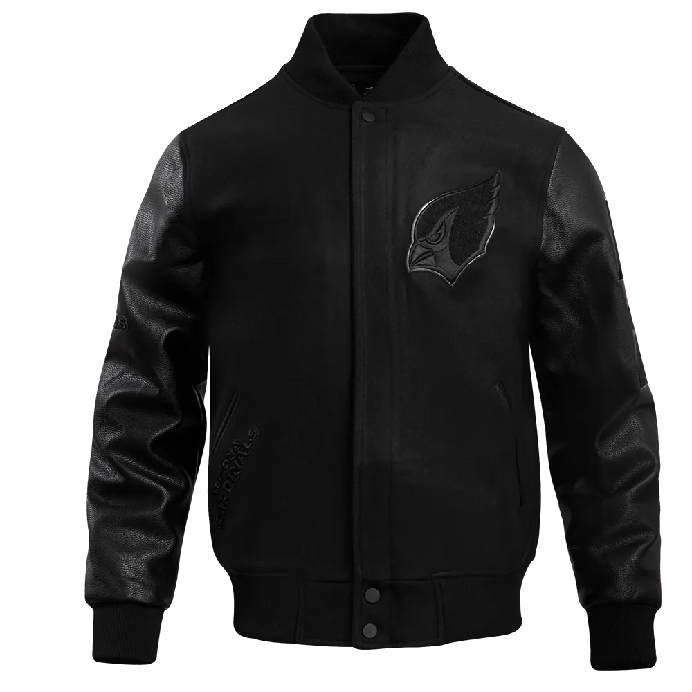 ARIZONA CARDINALS TRIPLE BLACK MEN'S WOOL VARSITY JACKET (TRIPLE BLACK MEN'S)