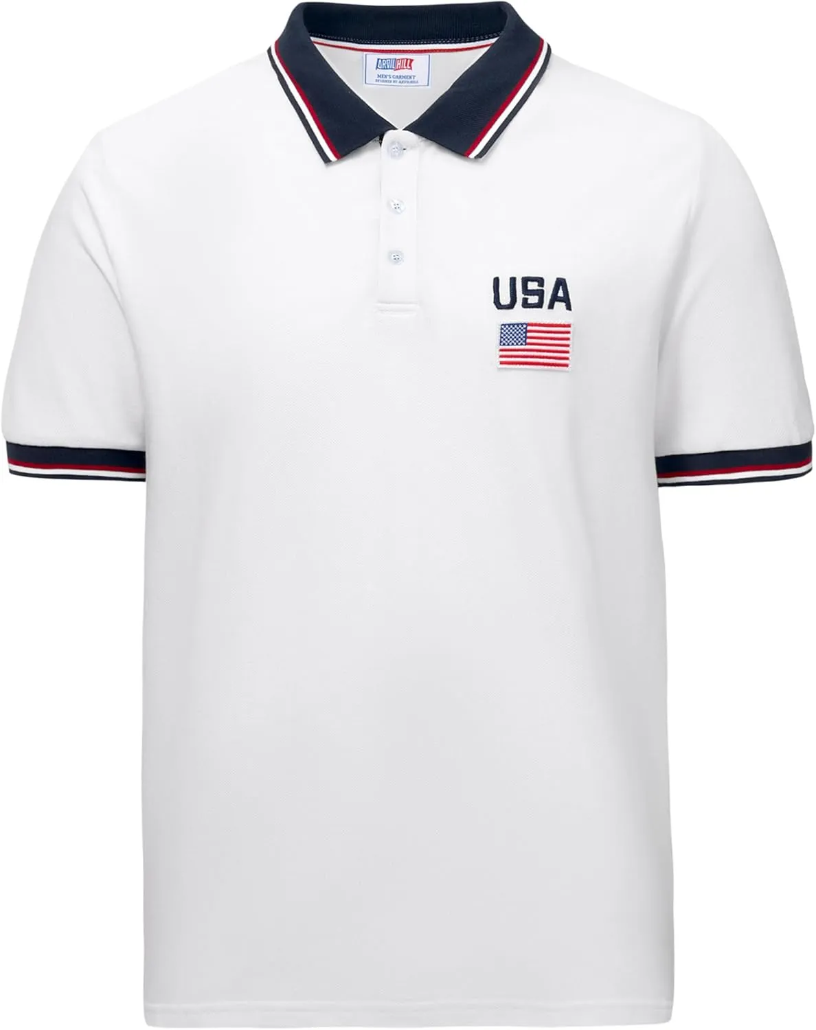 Arvilhill Men's American Flag Polo Shirts Patriotic Golf Polos 1776 Cotton Pique Tee Tops (S-3XL)