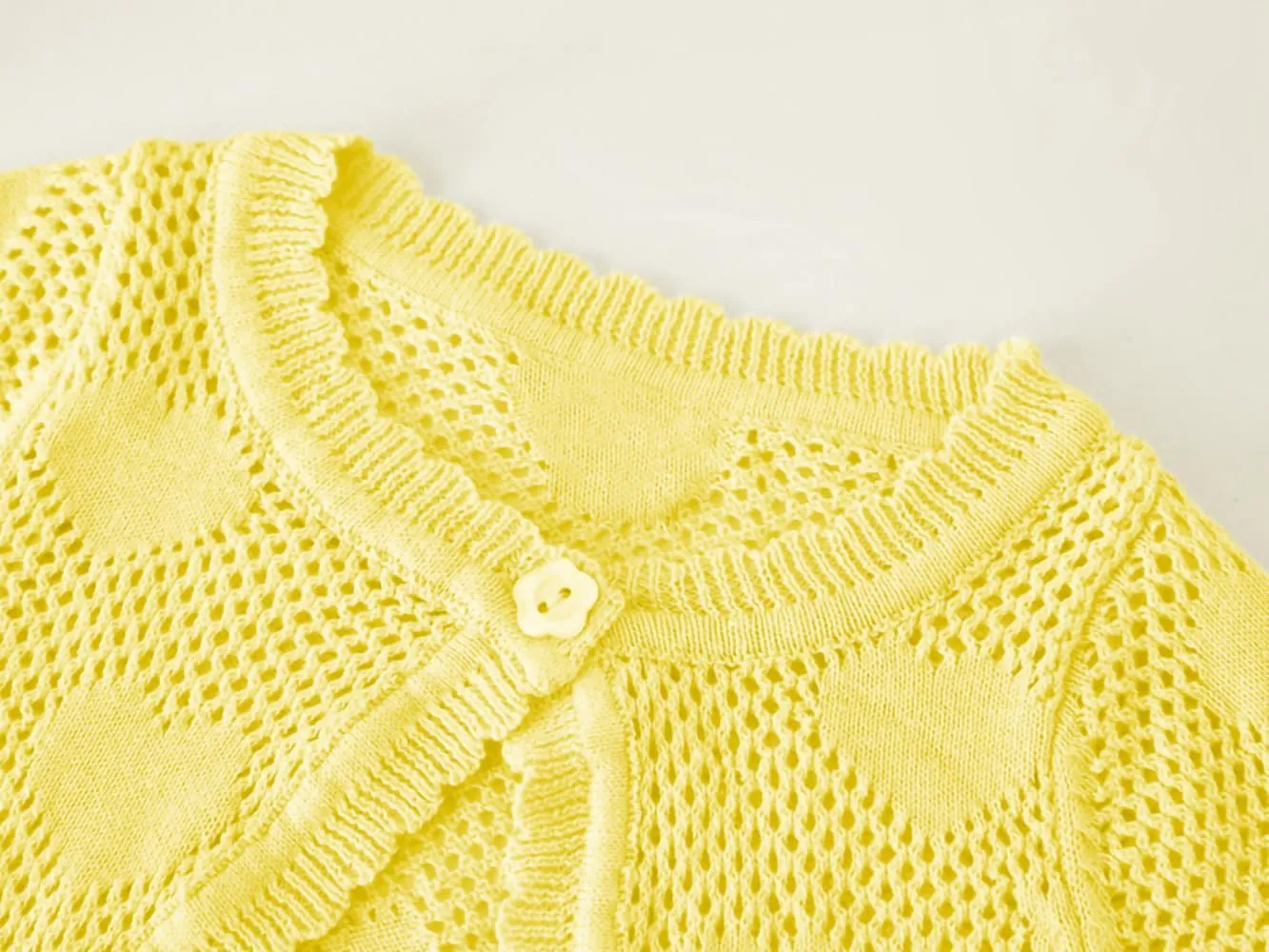 ASHER FASHION Girls Bolero Cardigan Short Sleeve Kids Cute Heart Knitted Hollow Shrug Sweaters Dress Cover Up Crop Tops