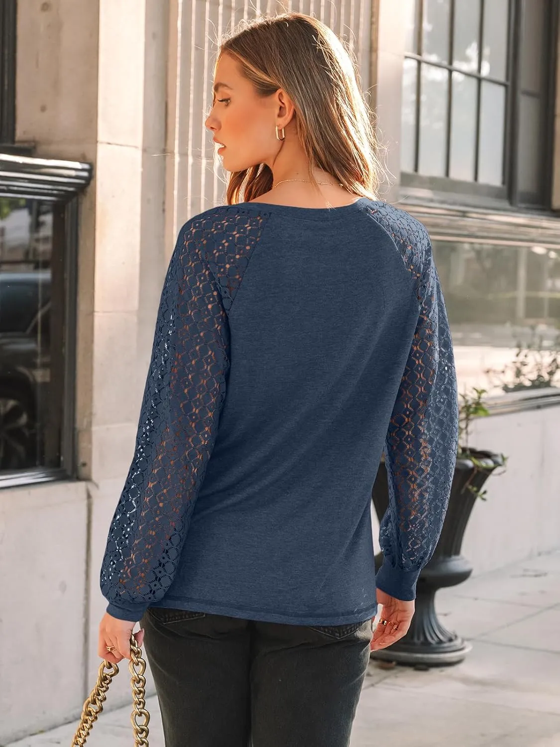 AUTOMET Womens Long Sleeve Shirts V-Neck Lace Tops Business Casual Blouses Tee Trendy 2025 Fall Fashion Outfits Clothes