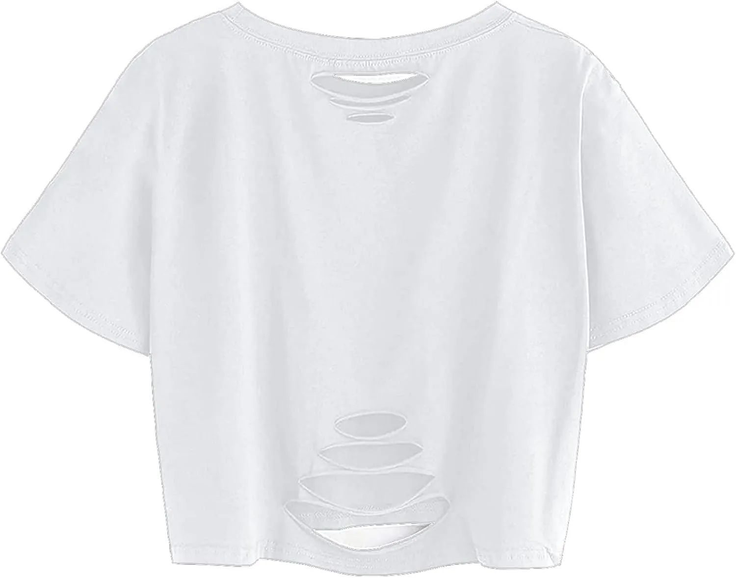Avanova Women Tie Dye Graphic Ripped Tee Shirt Oversized Short Sleeve Distressed Crop Top