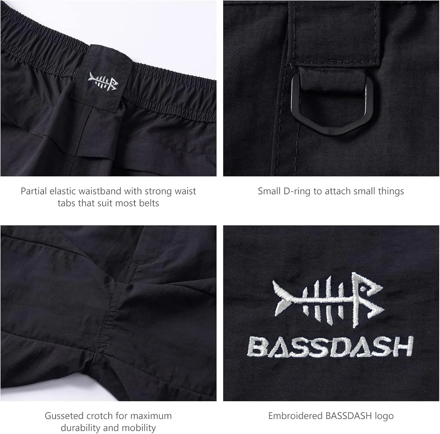 BASSDASH Men's 6" Fishing Shorts UPF 50  Water Resistant Quick Dry Hiking Cargo Shorts with Multi Pocket