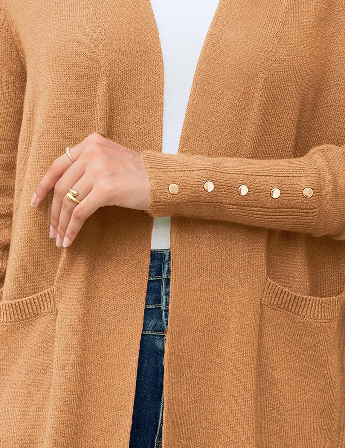 BB&KK Women's Cardigan Sweaters Button Cuff Long Sleeve Knit Open Front Jacket Casual Fall Coat with Pockets