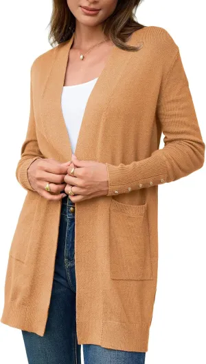 BB&KK Women's Cardigan Sweaters Button Cuff Long Sleeve Knit Open Front Jacket Casual Fall Coat with Pockets