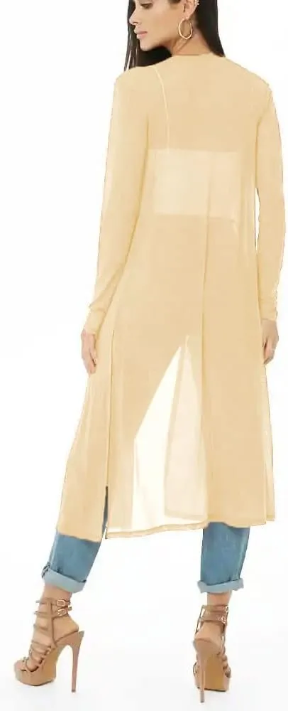 BelleLovin Womens Sexy Sheer Long Sleeve Cardigan See Through Mesh Cover Up