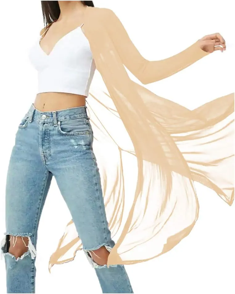 BelleLovin Womens Sexy Sheer Long Sleeve Cardigan See Through Mesh Cover Up