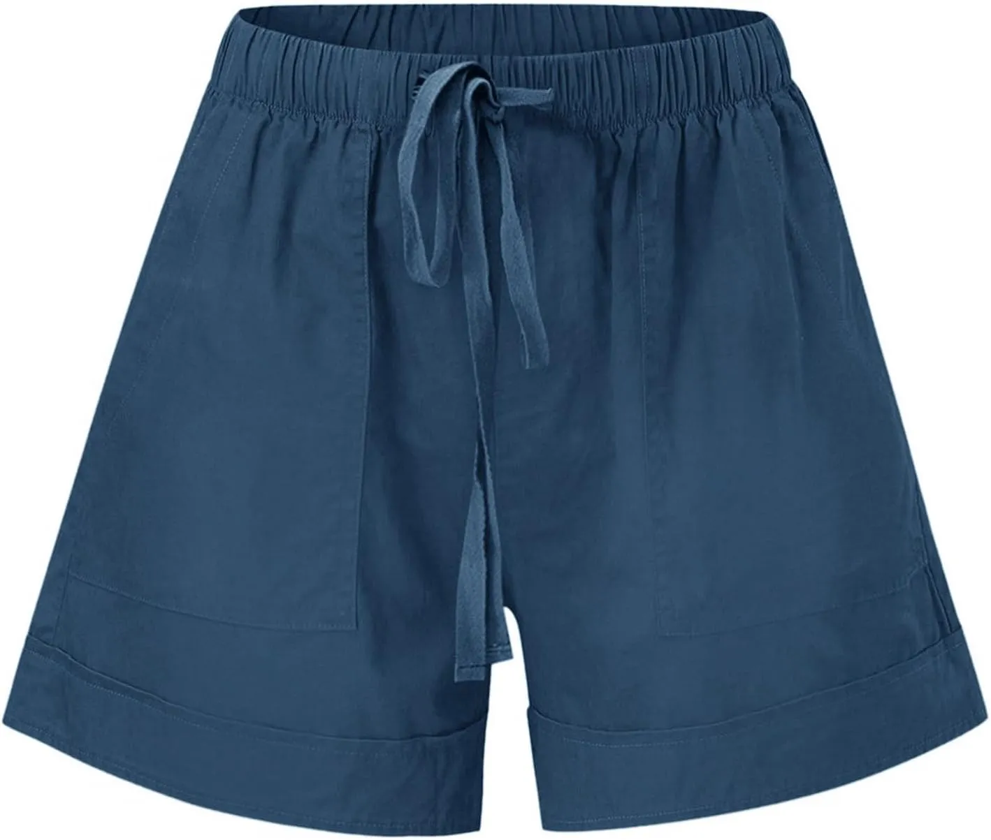 Bermuda Shorts for Women Loose High Waisted Short Pants Wide Leg Linen Knee Length Summer Casual Long Pockets