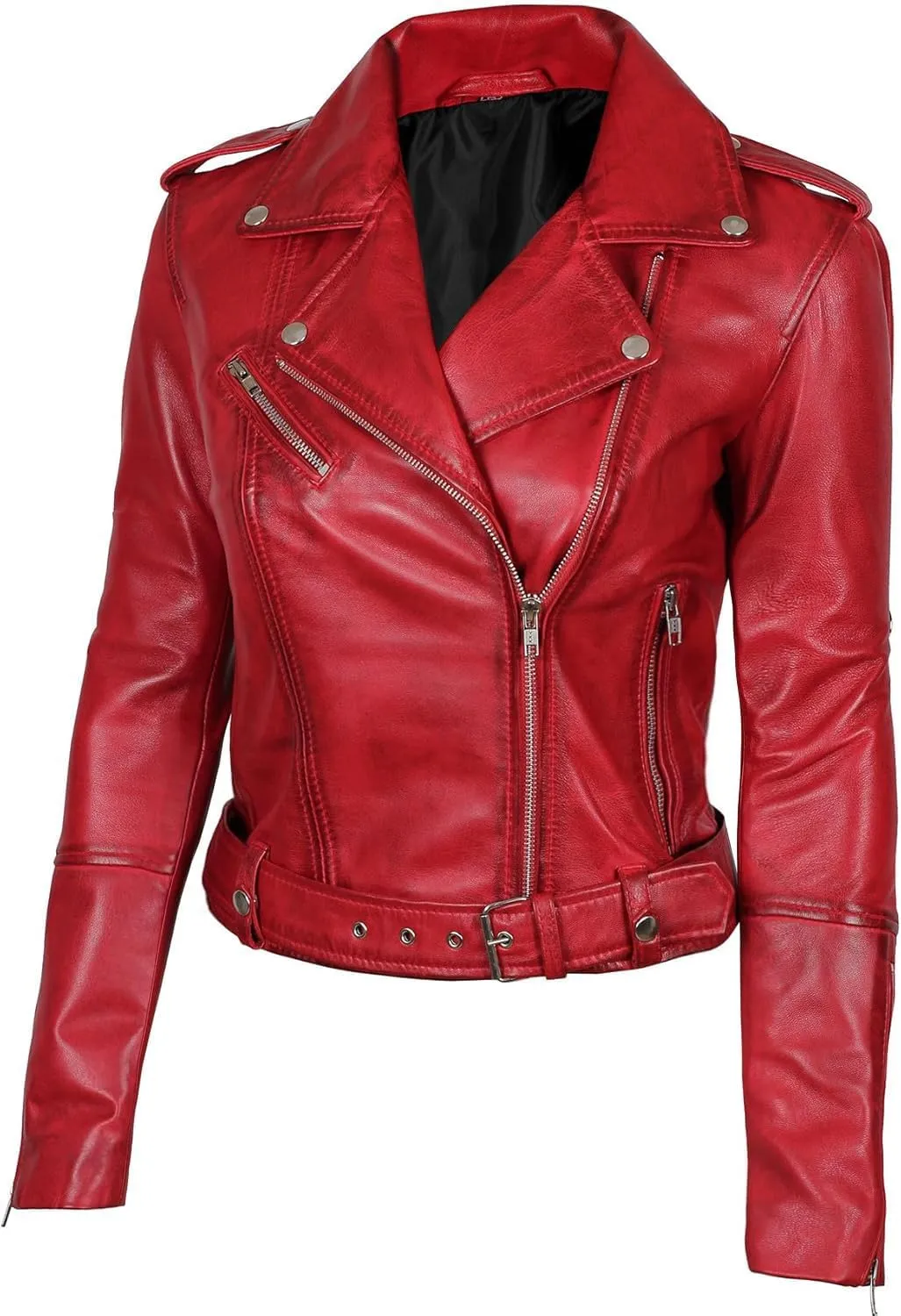 Blingsoul Asymmetrical Lambskin Leather Jacket Women - Stylish Womens Leather Jackets