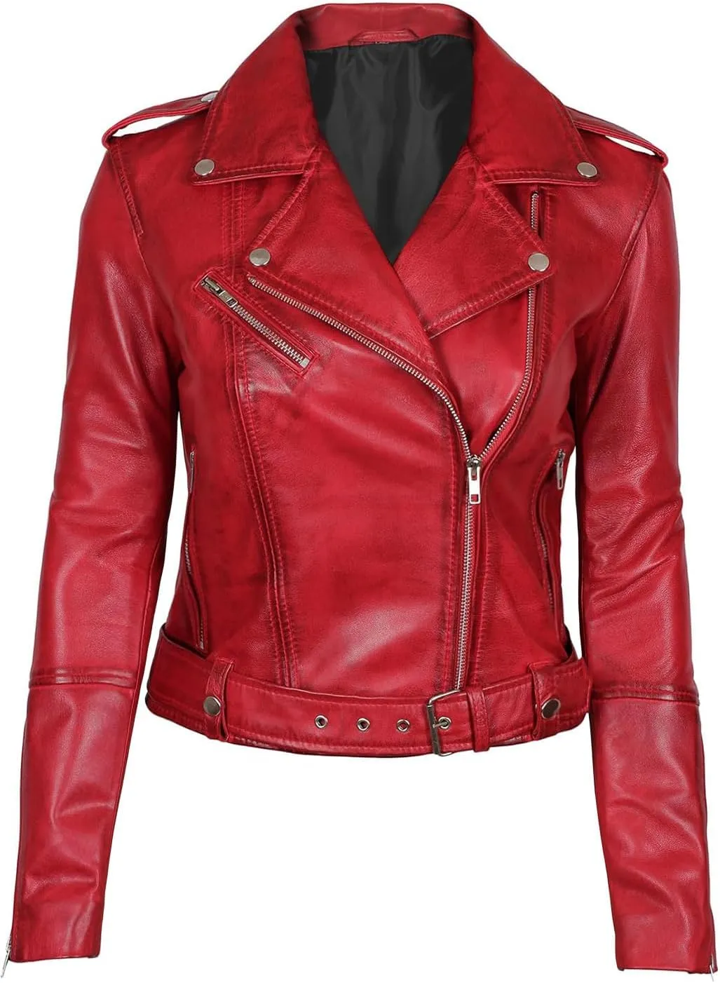 Blingsoul Asymmetrical Lambskin Leather Jacket Women - Stylish Womens Leather Jackets
