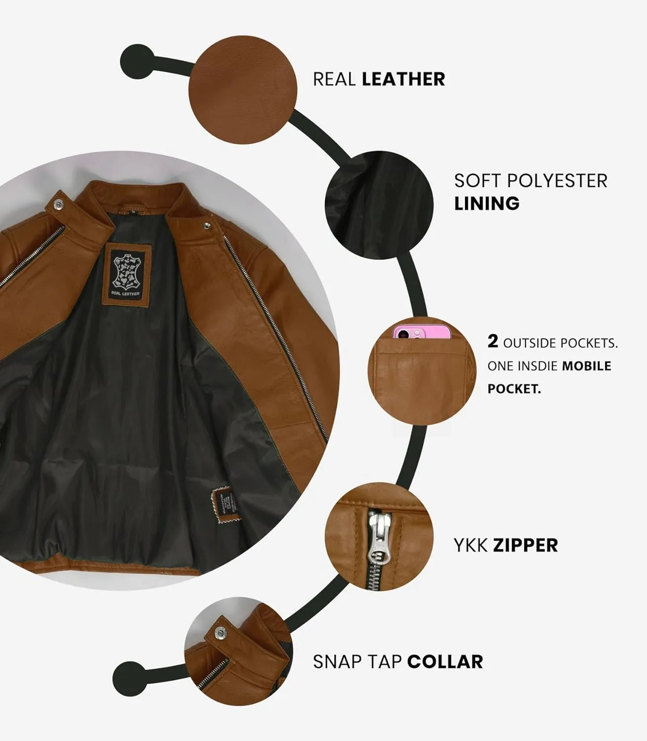 Blingsoul Disc Leather Jacket Women - Cafe Racer Real Lambskin Womens Leather Jacket