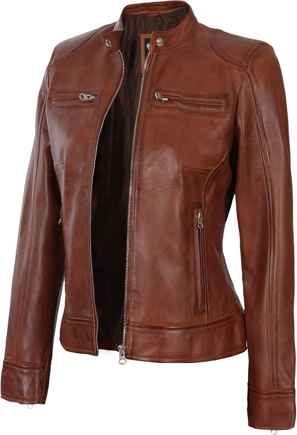 Blingsoul Disc Women's Leather Jacket Disc | [1315006] Dodge Cognac, 2XL