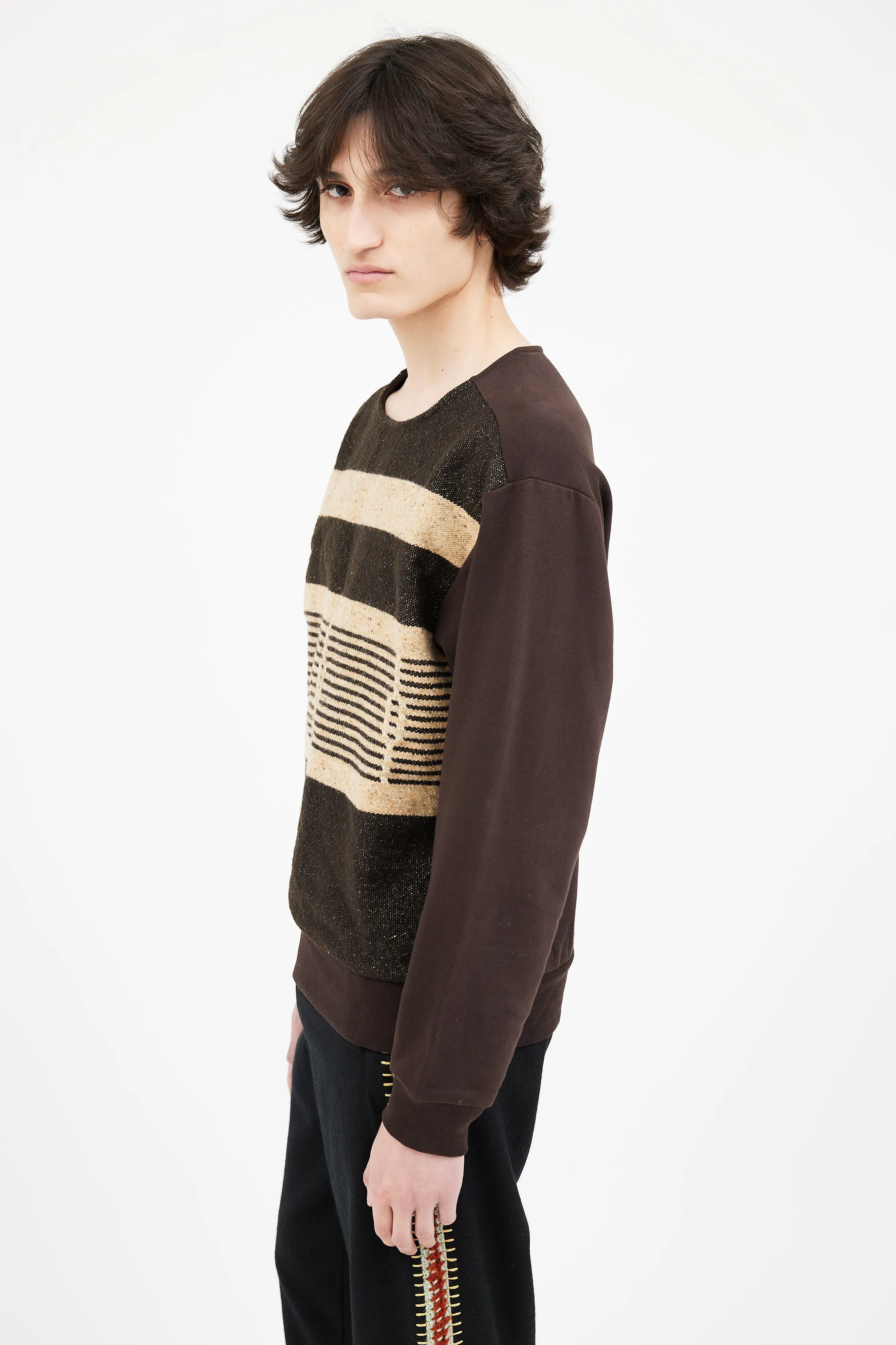 Brown Wool Blend Knit Sweater