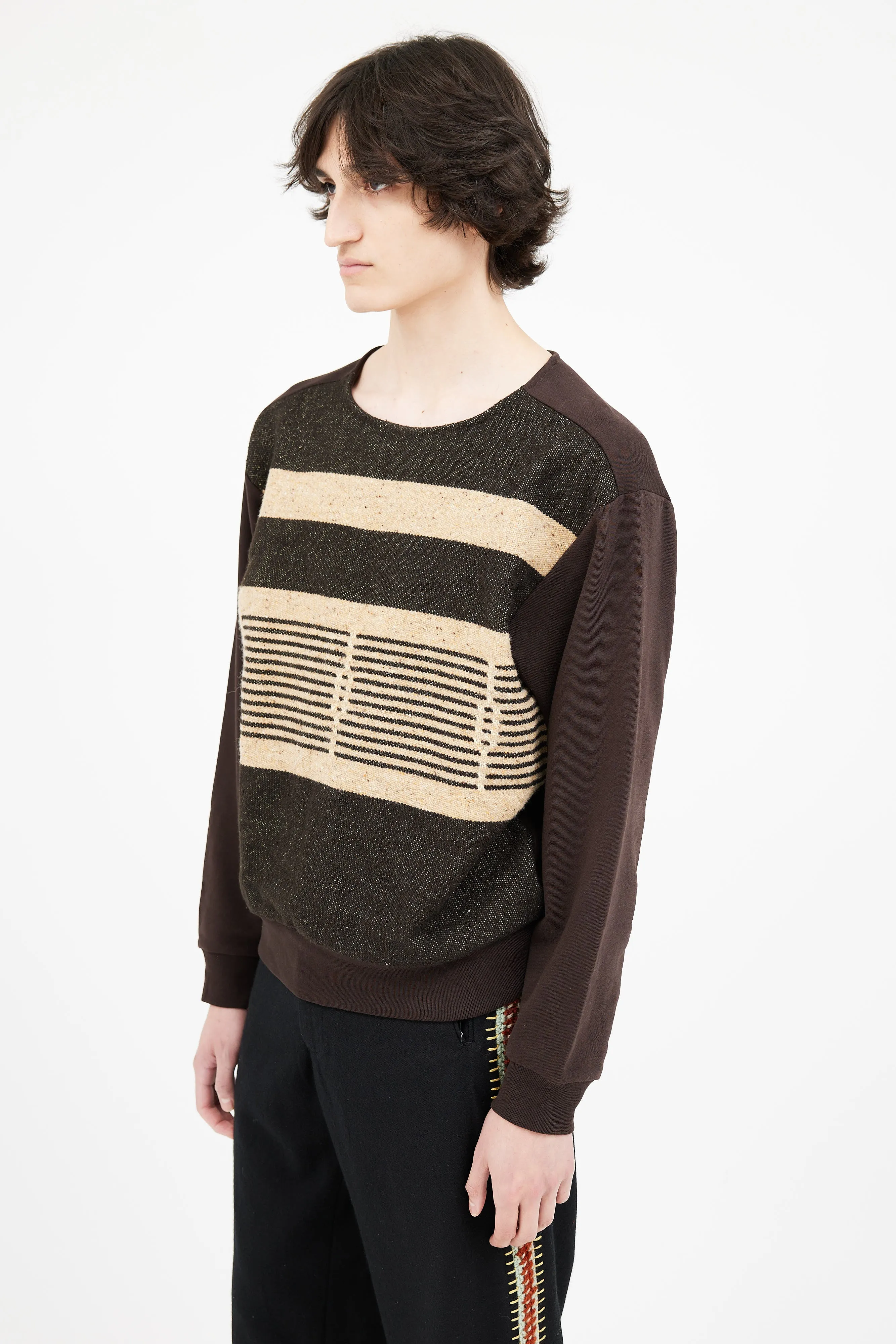 Brown Wool Blend Knit Sweater