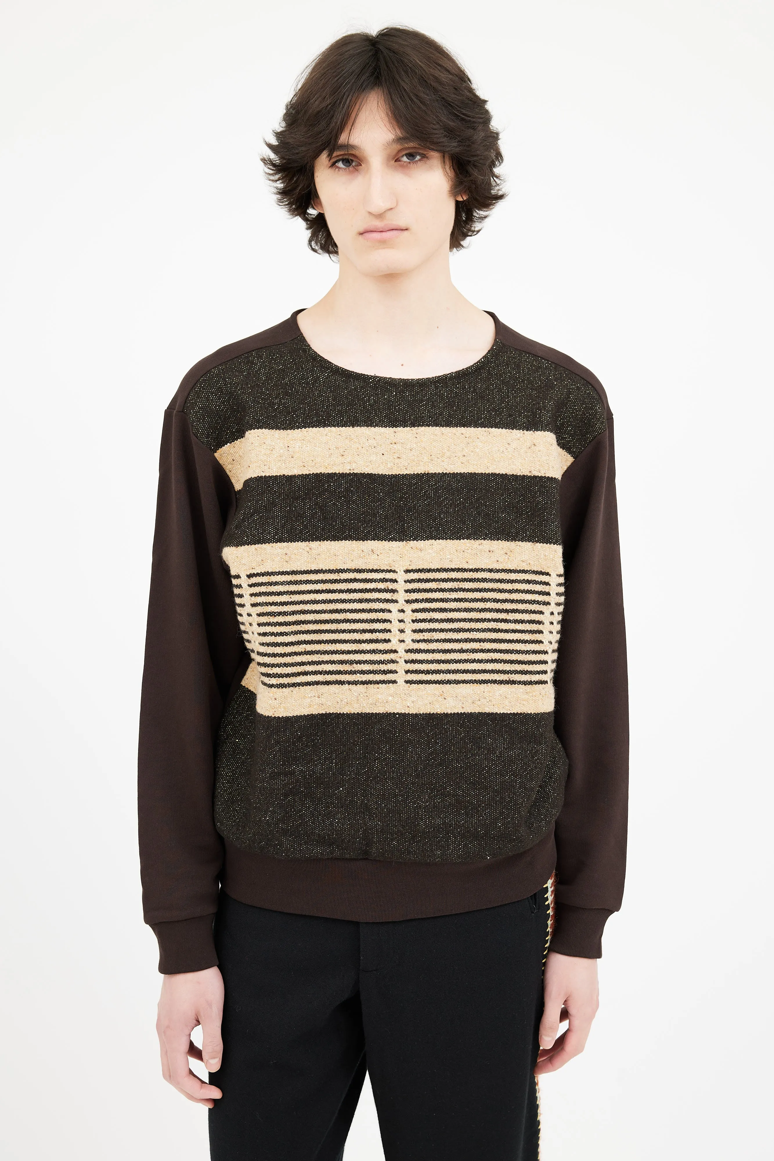 Brown Wool Blend Knit Sweater