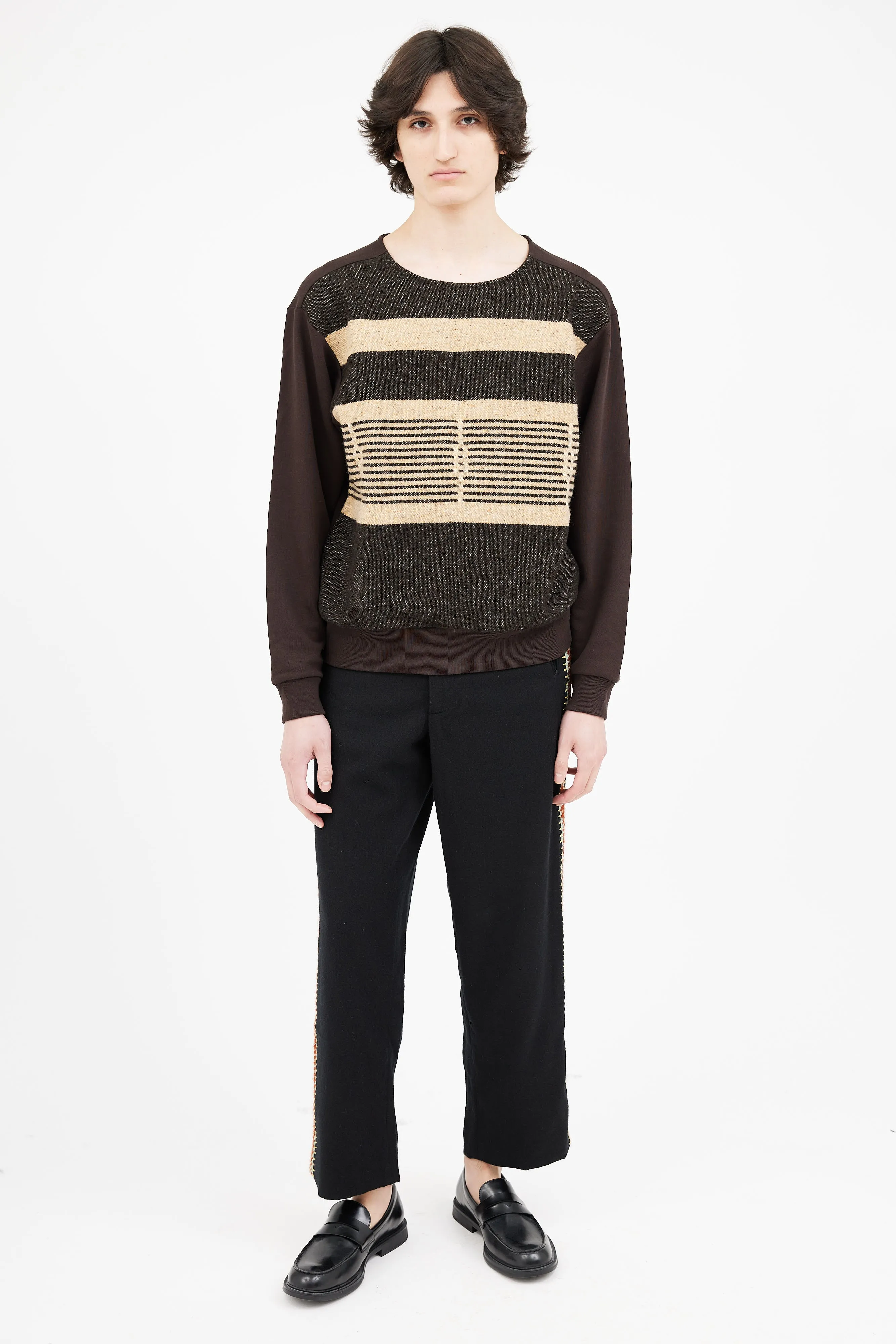 Brown Wool Blend Knit Sweater