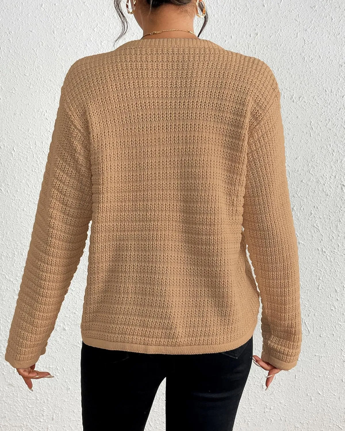 Bsubseach Womens Cardigan Sweaters 2025 Long Sleeve Open Front Button Down Knit Jackets Fall Cardigans with Pockets