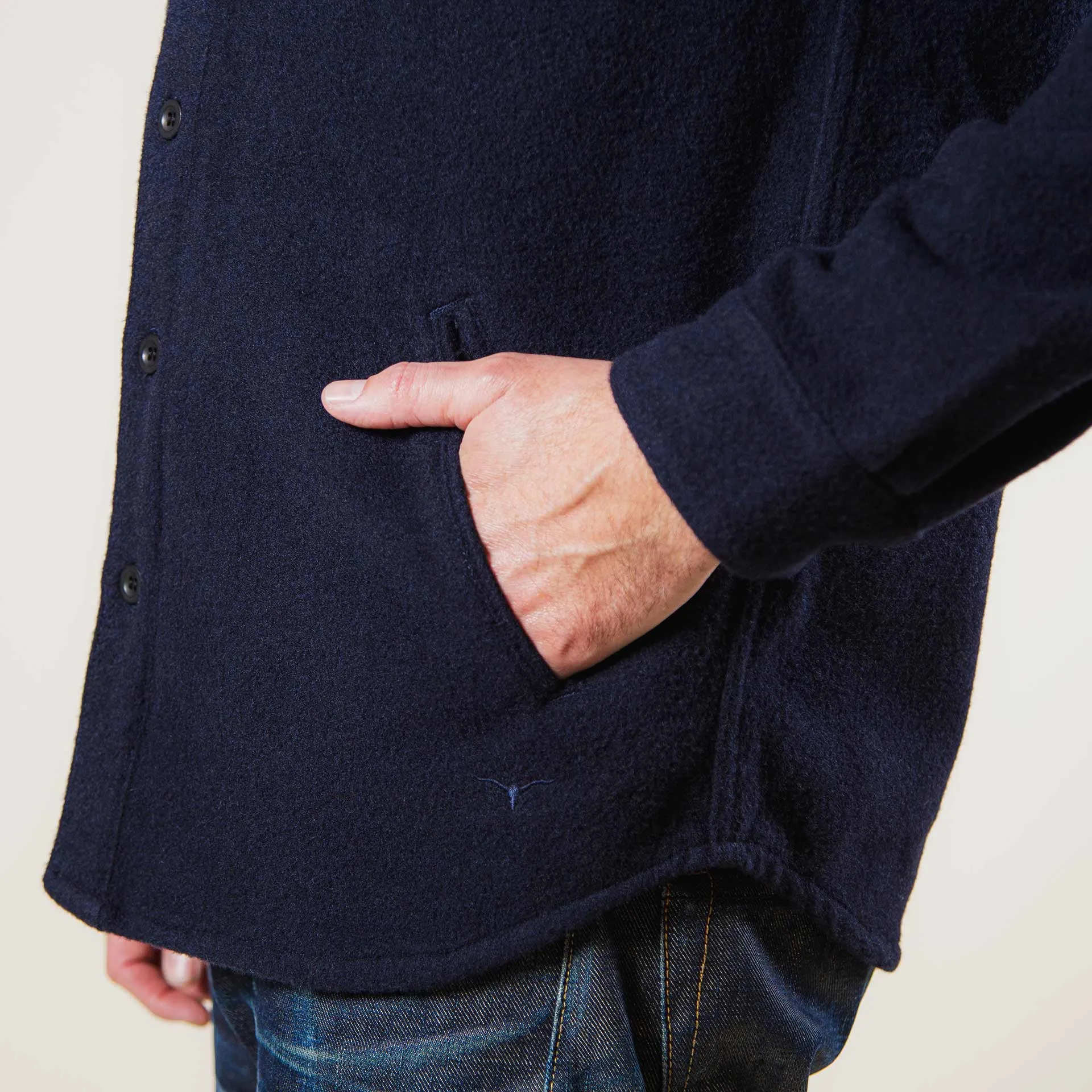 BWS-05 CPO OVERSHIRT 14 oz. dark navy wool mosser