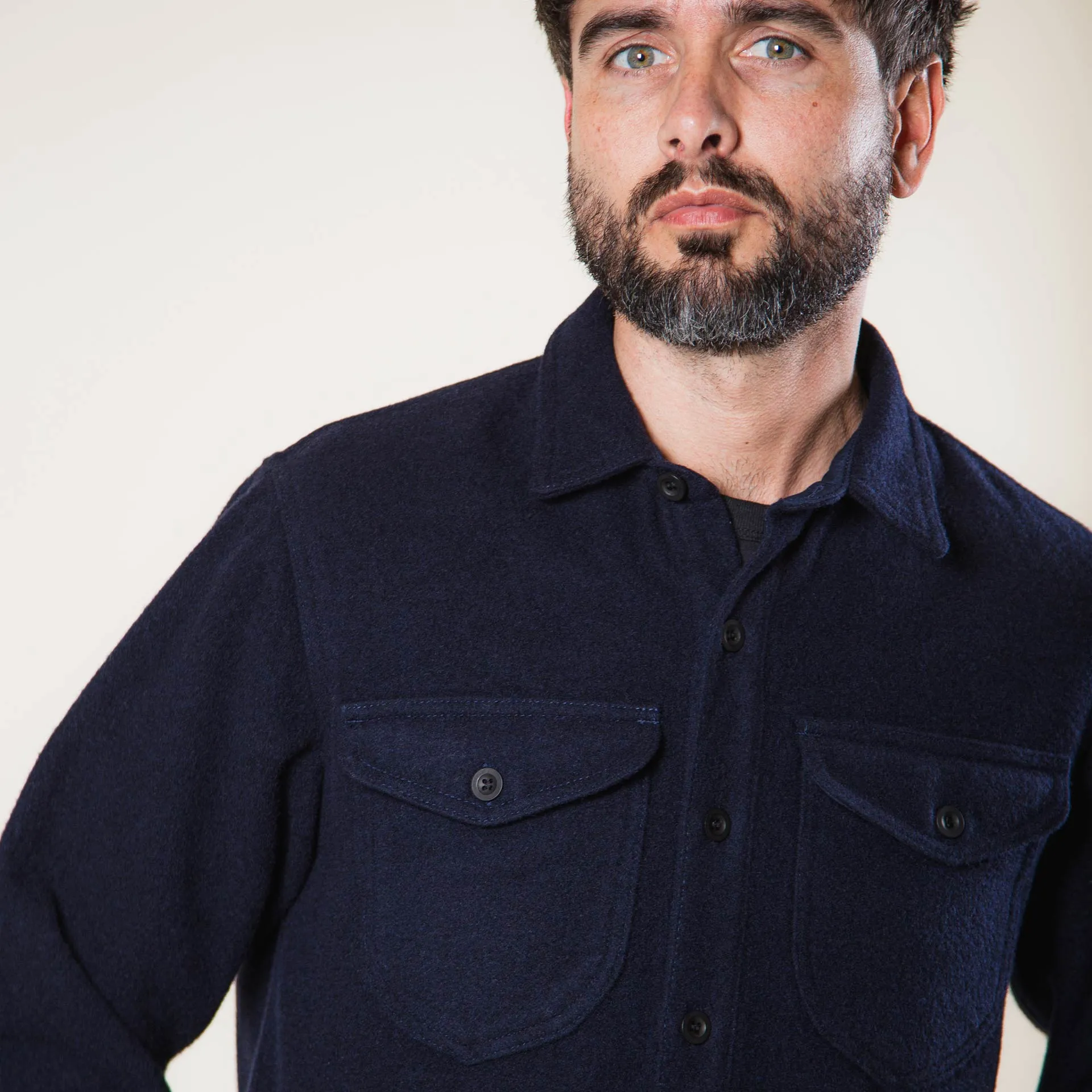 BWS-05 CPO OVERSHIRT 14 oz. dark navy wool mosser