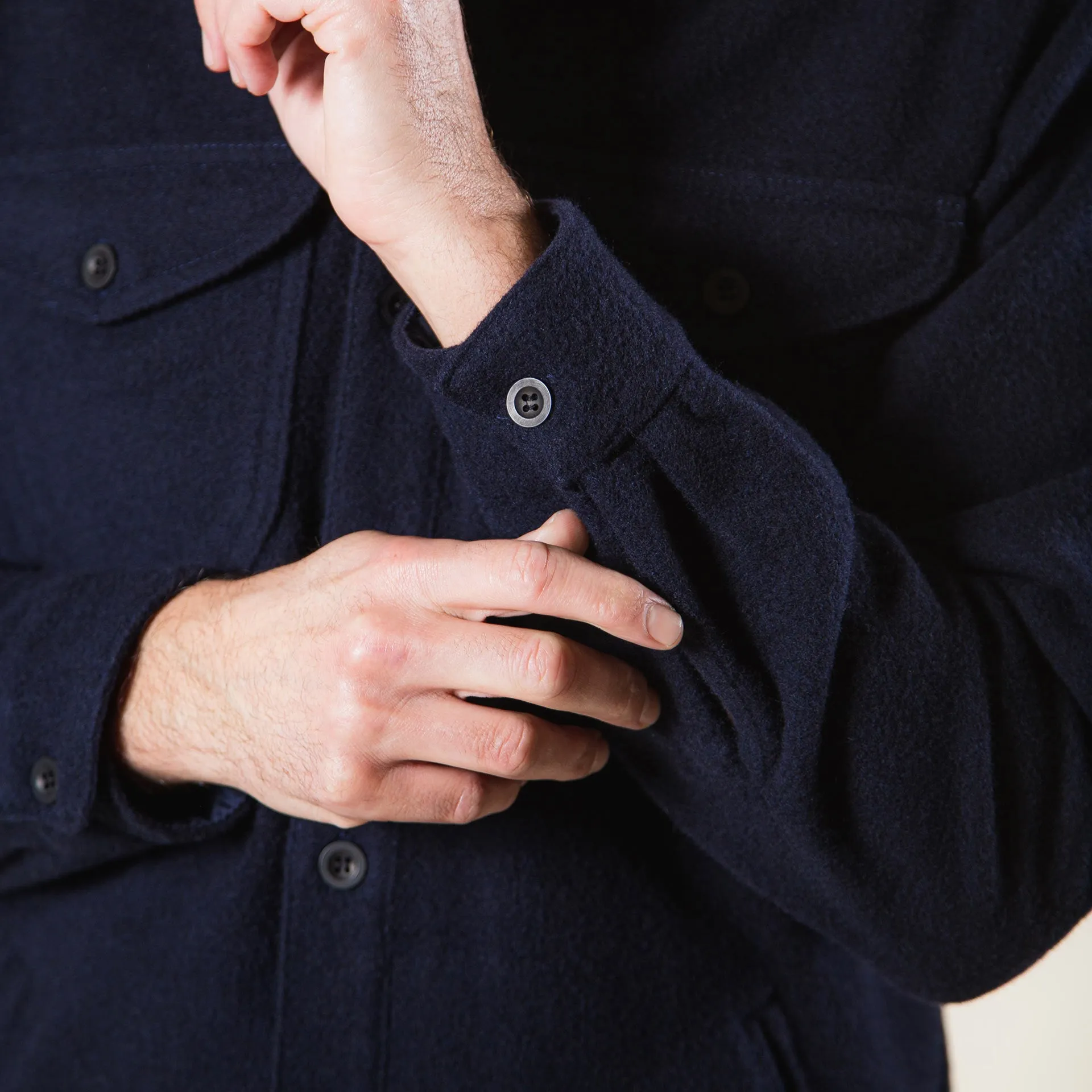 BWS-05 CPO OVERSHIRT 14 oz. dark navy wool mosser