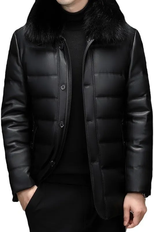 Canada Winter Jacket for Men White Goose Down Jacket Coats Parkas Top Winter Coat Warm Fashion Fur Collar Long Male Coat(Medium)