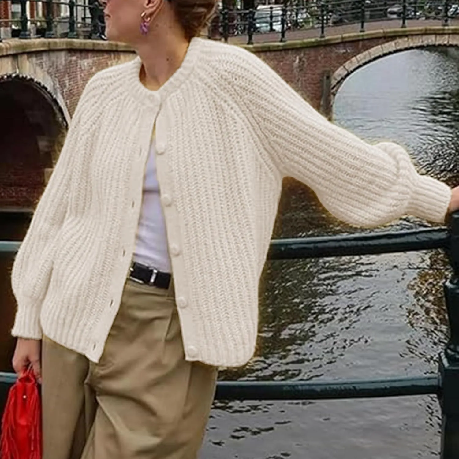 Cardigan Sweaters for Women Chunky Knit Cardigans Long Sleeve Button Sweater Jacket 2024 Fall Winter