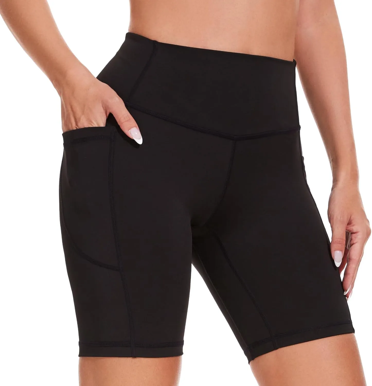 ccko High Waist Biker Shorts for Women with Pockets Workout Yoga Spandex Athletic Leggings Shorts for Gym Running