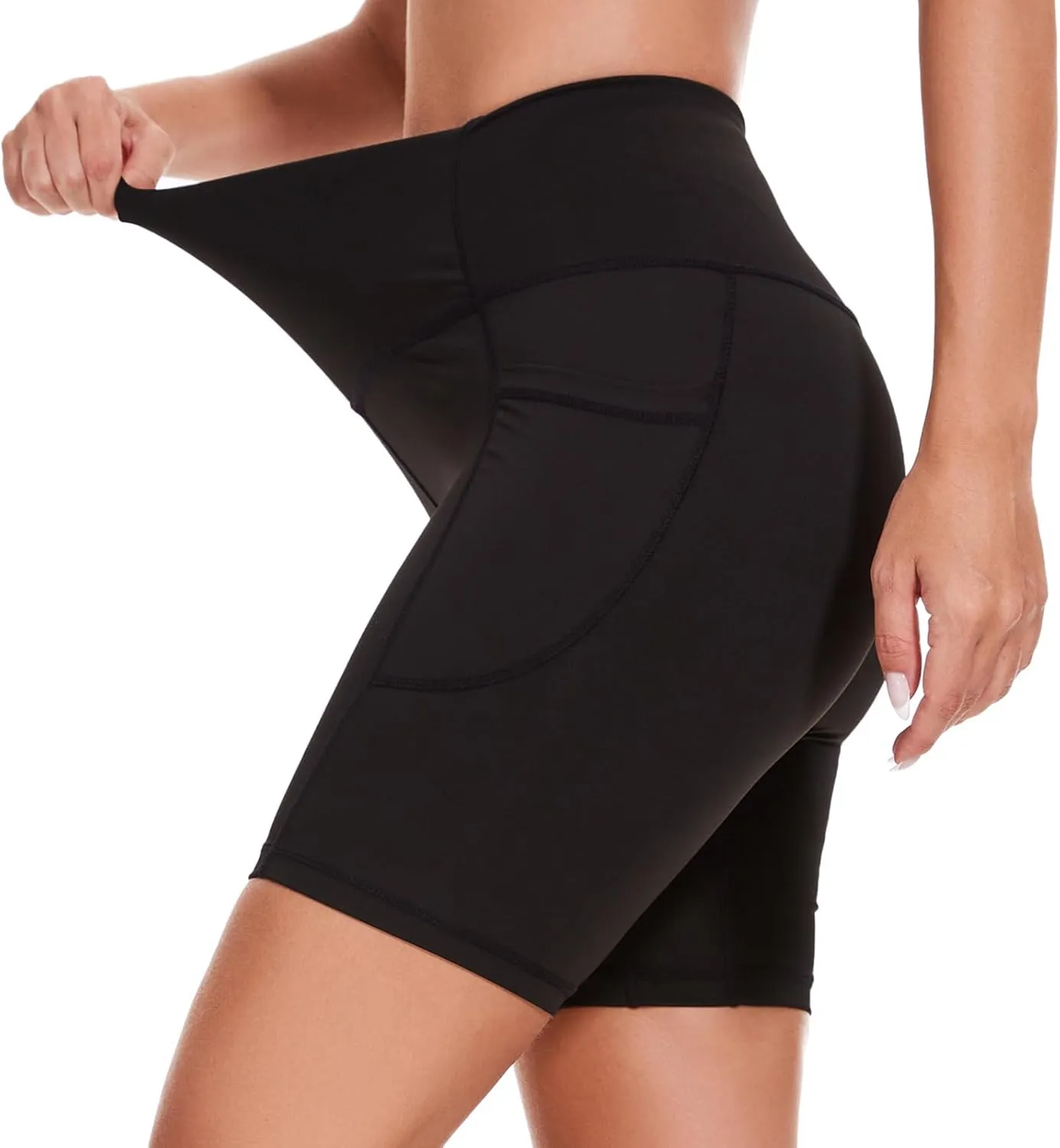 ccko High Waist Biker Shorts for Women with Pockets Workout Yoga Spandex Athletic Leggings Shorts for Gym Running