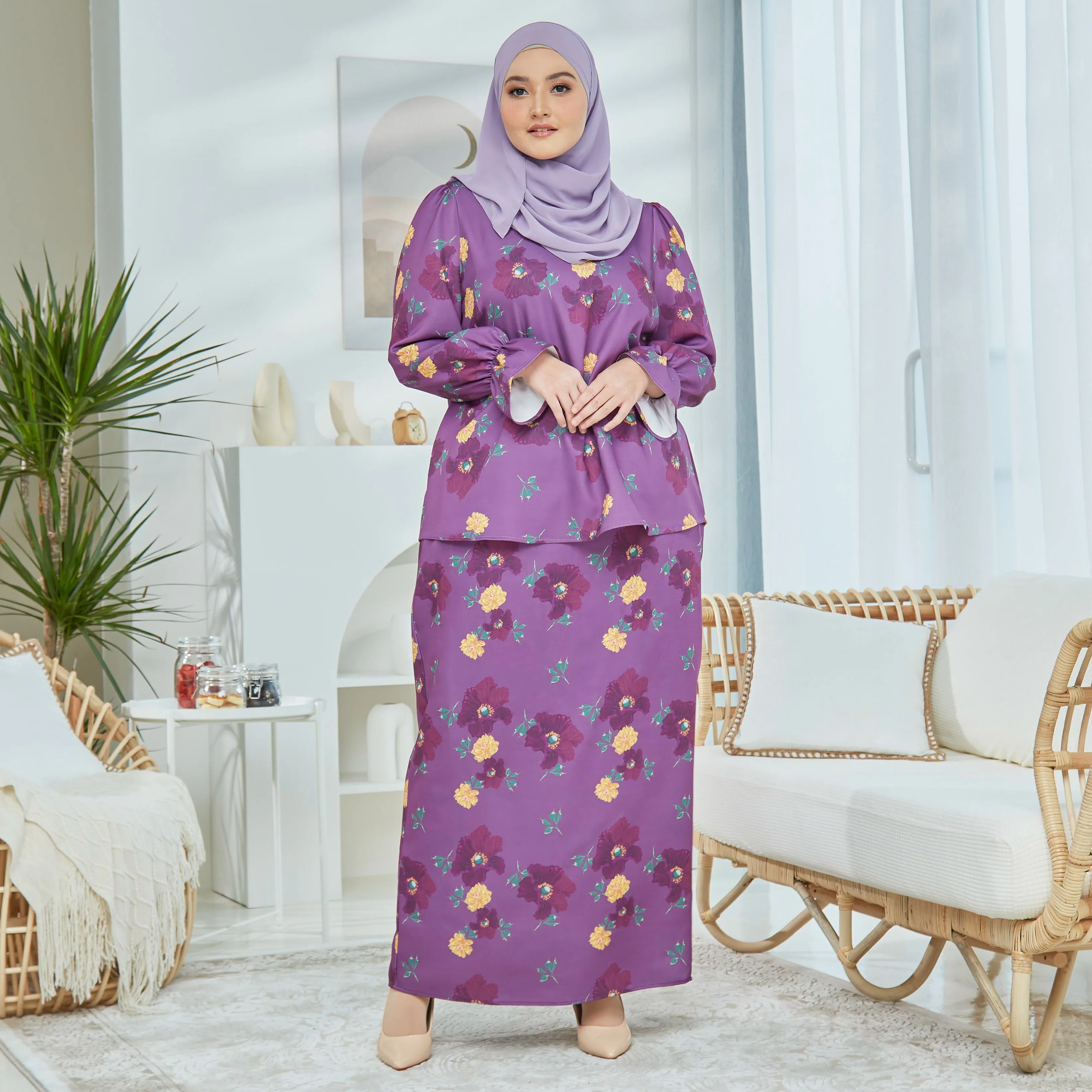 Cheeda Kurung Set -Dark Purple