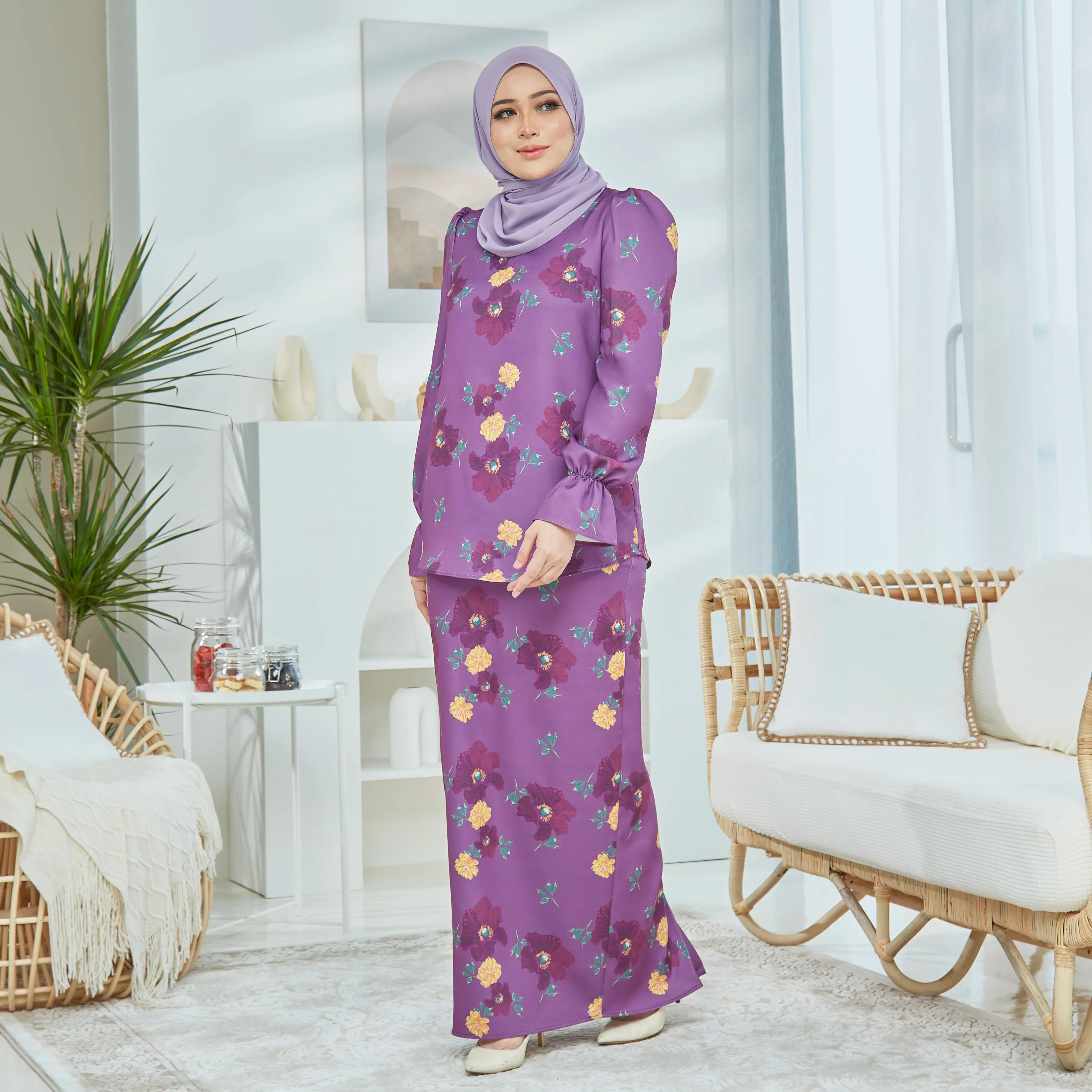 Cheeda Kurung Set -Dark Purple