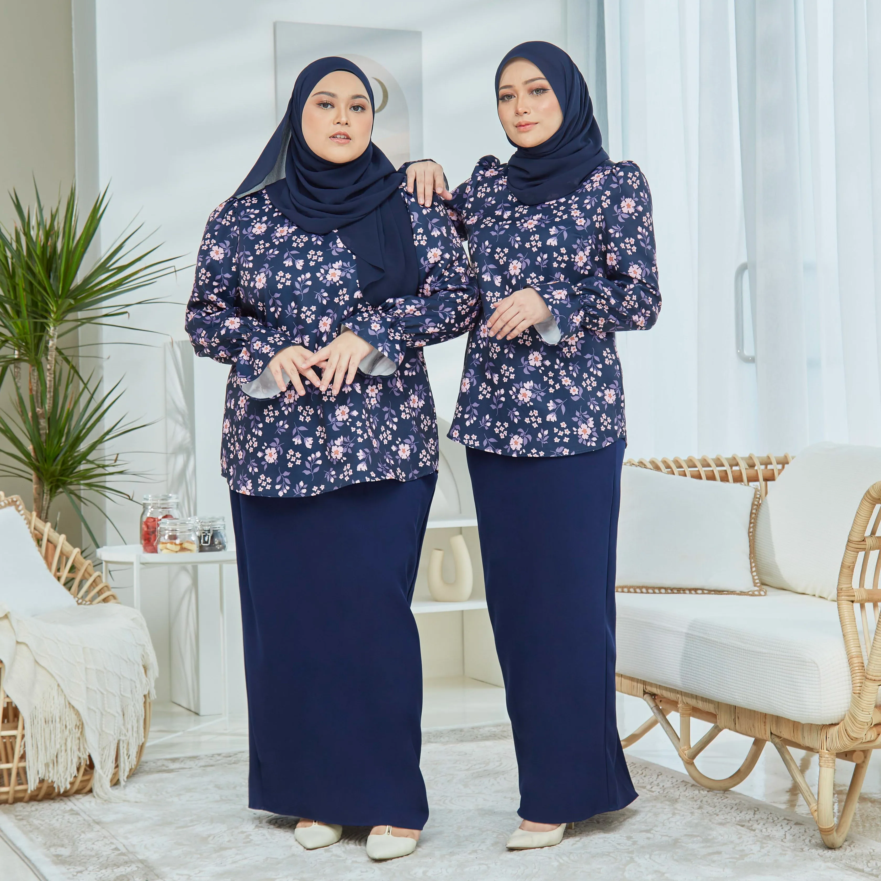 Cheeda Kurung Set -Navy