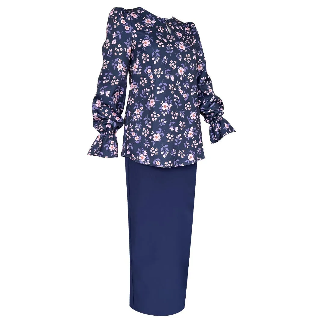 Cheeda Kurung Set -Navy