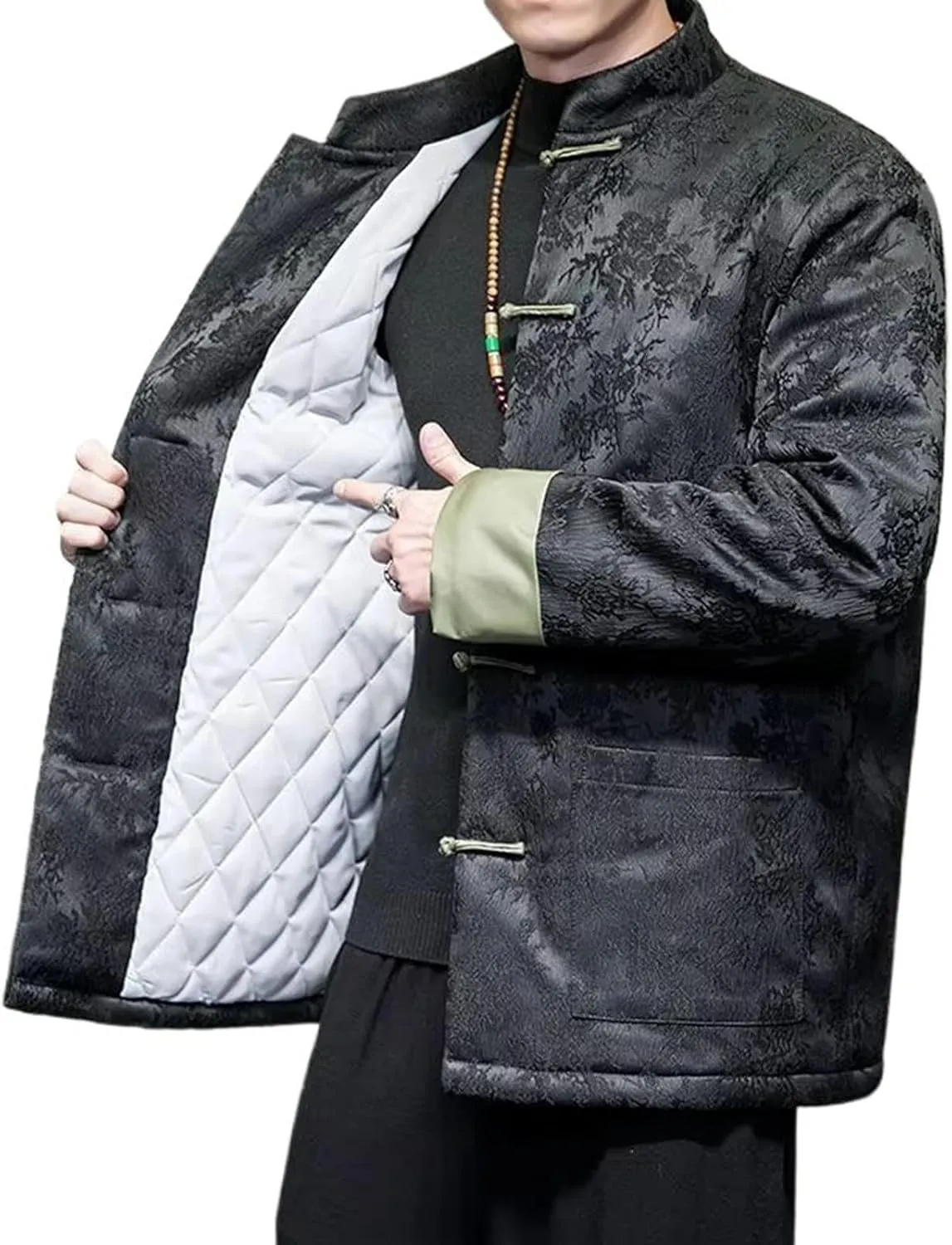 Chinese Style Autumn Winter Jackets for Men Retro Disc Buckle Thicken Warm Tang Suit Cotton Padded Coat