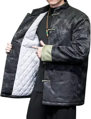 Chinese Style Autumn Winter Jackets for Men Retro Disc Buckle Thicken Warm Tang Suit Cotton Padded Coat