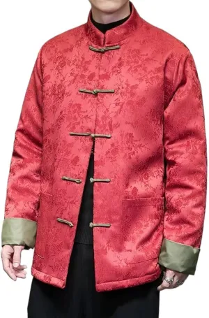 Chinese Style Autumn Winter Jackets for Men Retro Disc Buckle Thicken Warm Tang Suit Cotton Padded Coat