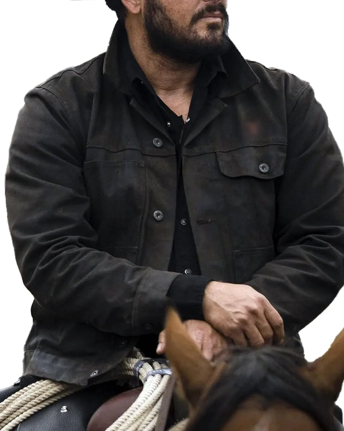Cole Hauser Rip Wheeler Black lightweight Rigid Denim Jean Cowboy Costume Ranch Style Jacket for Men