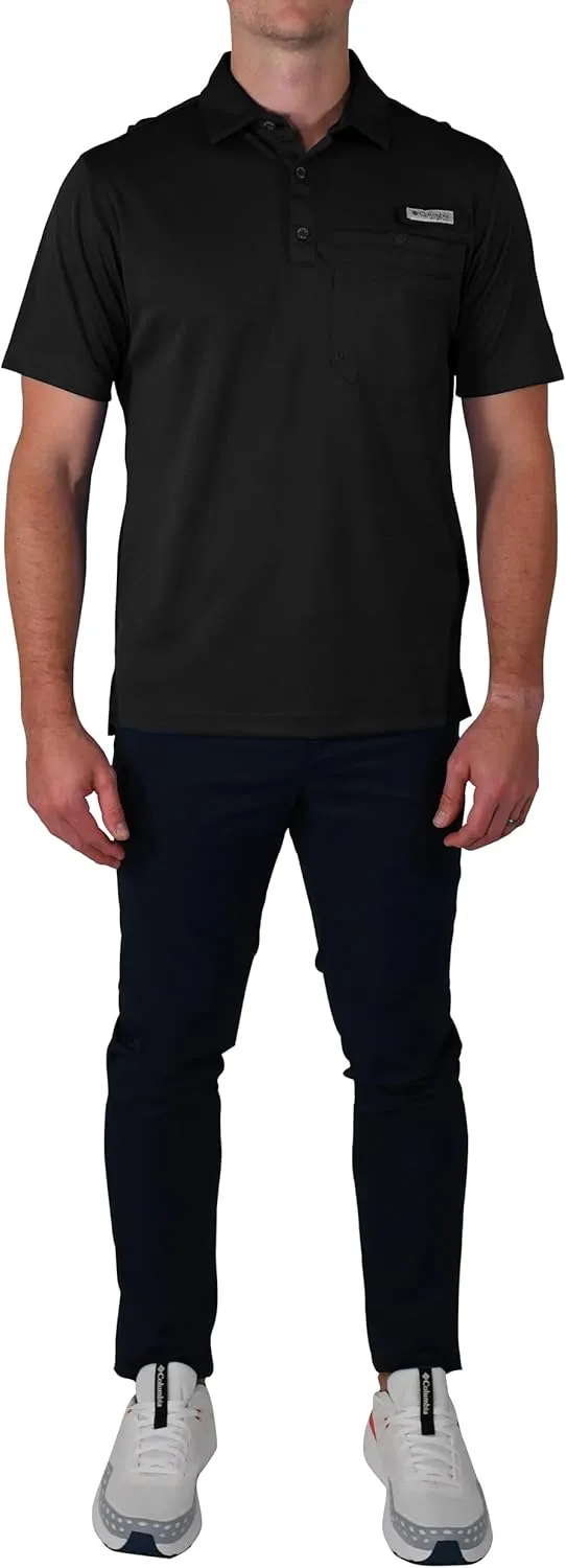 Columbia Men's Golf Flycaster Pocket Polo Shirt Omni Wick Breathable Short Sleeve