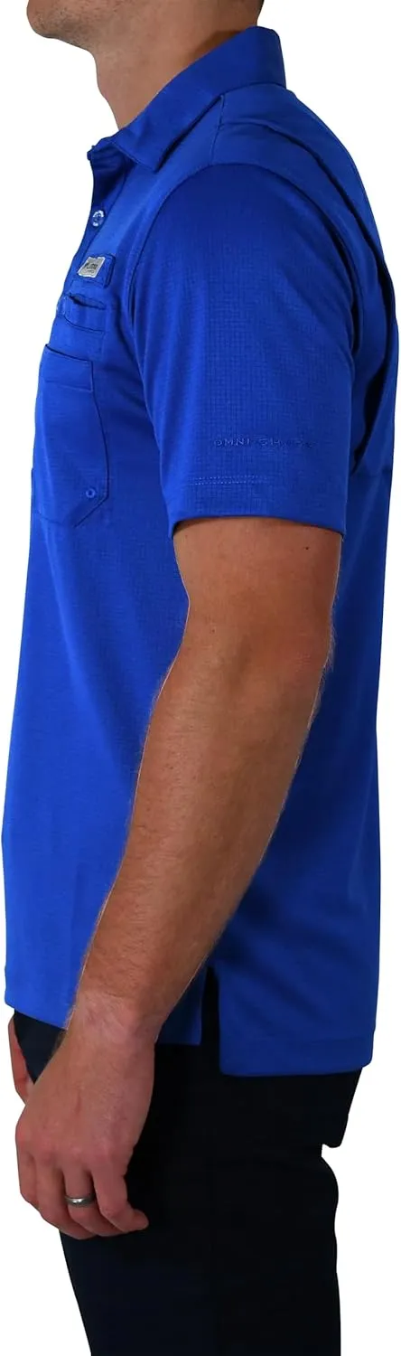 Columbia Men's Golf Flycaster Pocket Polo Shirt Omni Wick Breathable Short Sleeve