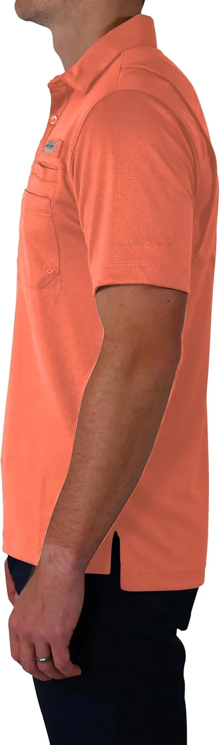 Columbia Men's Golf Flycaster Pocket Polo Shirt Omni Wick Breathable Short Sleeve