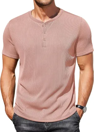 COOFANDY Men's Henley Shirts Short Sleeve Casual Tee Summer Button Henley Soild T Shirts